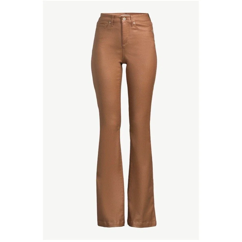 Sofia Jeans Women Melisa Flare High Rise Coated Pants, 33.5